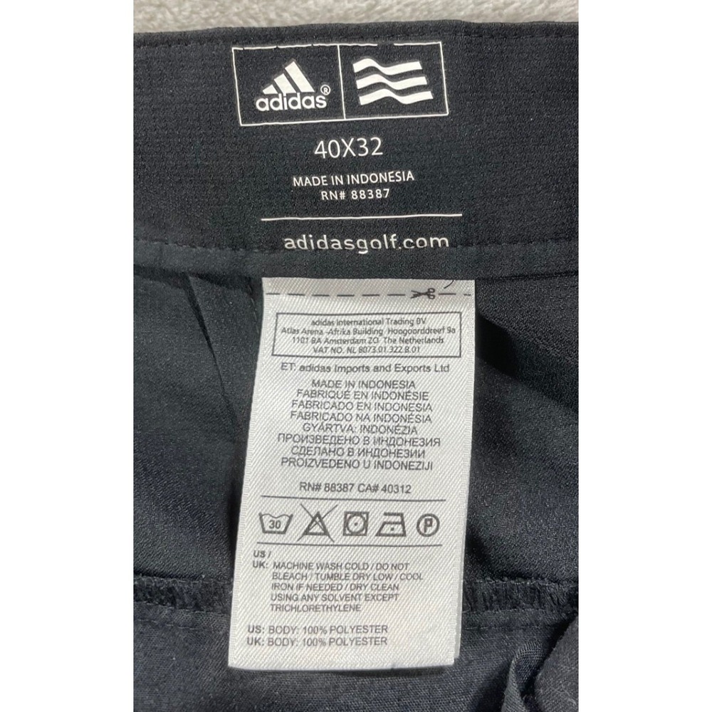 Adidas Golf Pants Men 40x32 Black Performance Flat Front Trousers - Picture 3 of 9